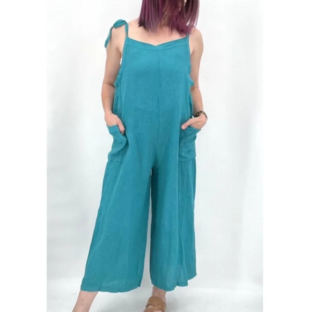 Pink Linen Jumpsuit - Picture 7 of 8
